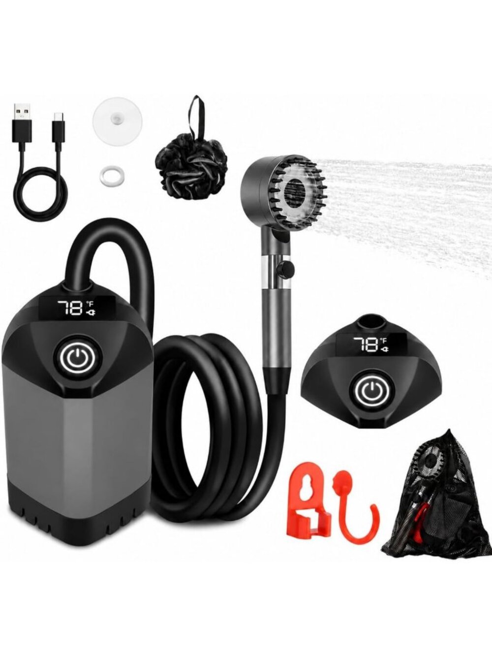 Portable Camping Shower - 7800mAh Rechargeable, Outdoor Shower for Travel